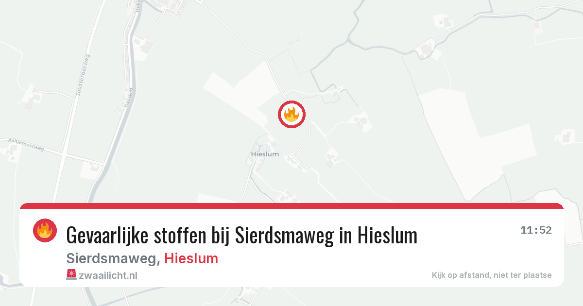 Gevaarlijke stoffen bij Sierdsmaweg in Hieslum — 1 jul 2026