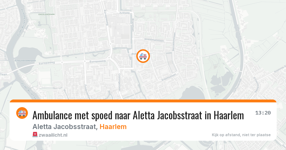 Ambulance met spoed naar Aletta Jacobsstraat in Haarlem — 6 aug 2026