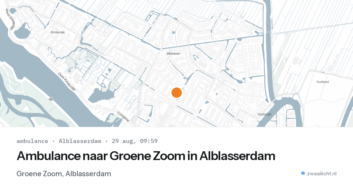 Ambulance naar Groene Zoom in Alblasserdam — 29 aug 2026