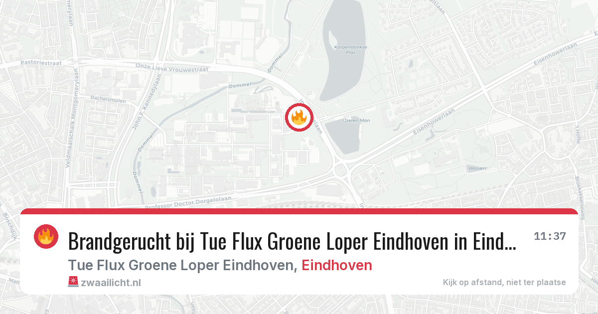 Brandgerucht bij Tue Flux Groene Loper Eindhoven in Eindhoven — 20 mei 2026