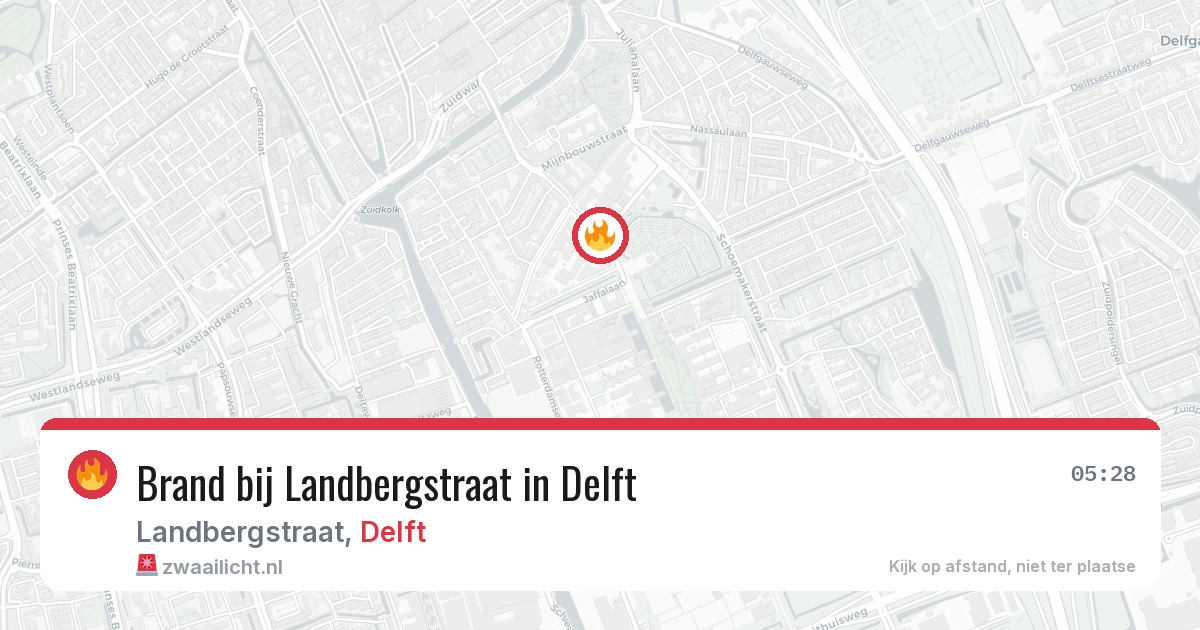 Brand bij Landbergstraat in Delft — 6 jul 2026