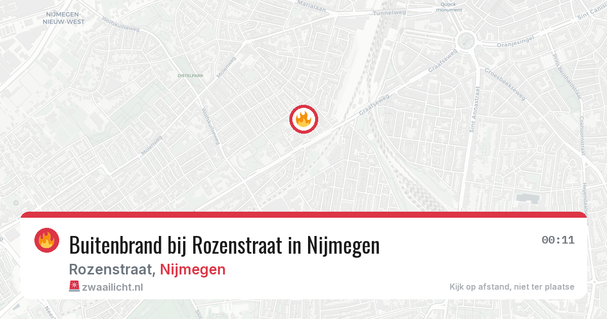 Buitenbrand bij Rozenstraat in Nijmegen — 11 aug 2026