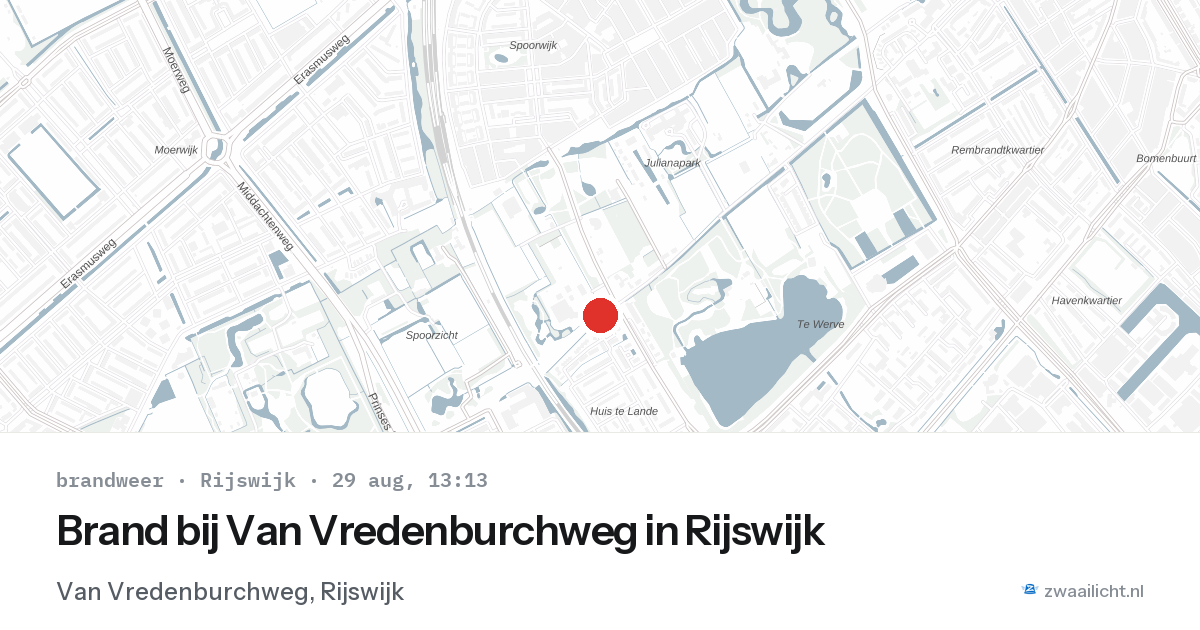 Brand bij Van Vredenburchweg in Rijswijk — 29 aug 2026