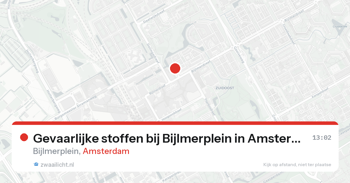 Gevaarlijke stoffen bij Bijlmerplein in Amsterdam — 15 aug 2026