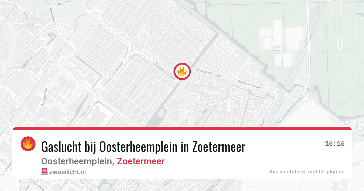 Gaslucht bij Oosterheemplein in Zoetermeer — 8 jul 2026