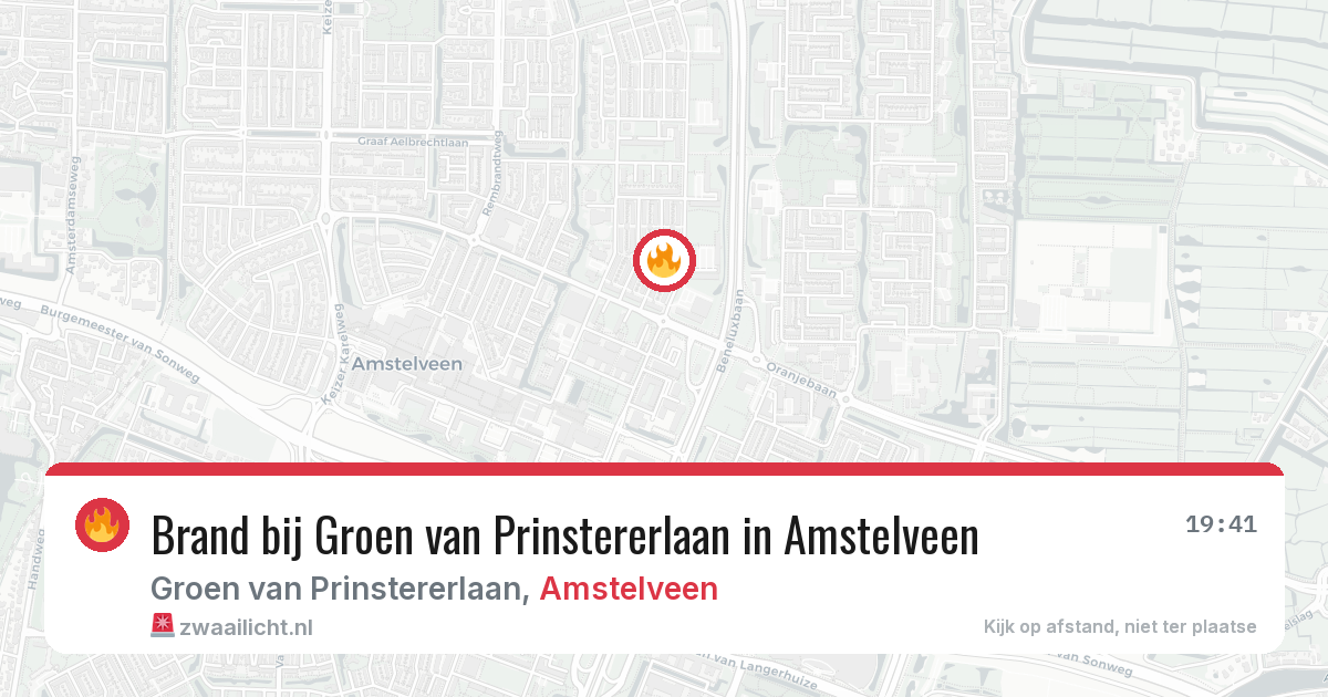 Brand bij Groen van Prinstererlaan in Amstelveen — 8 aug 2026