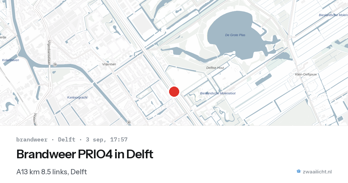 Brandweer PRIO4 in Delft — 3 sep 2026 | 🚨 Zwaailicht.nl