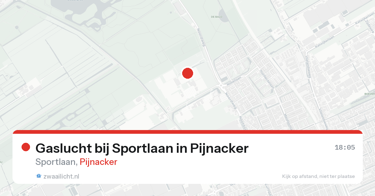 Gaslucht bij Sportlaan in Pijnacker — 21 aug 2026