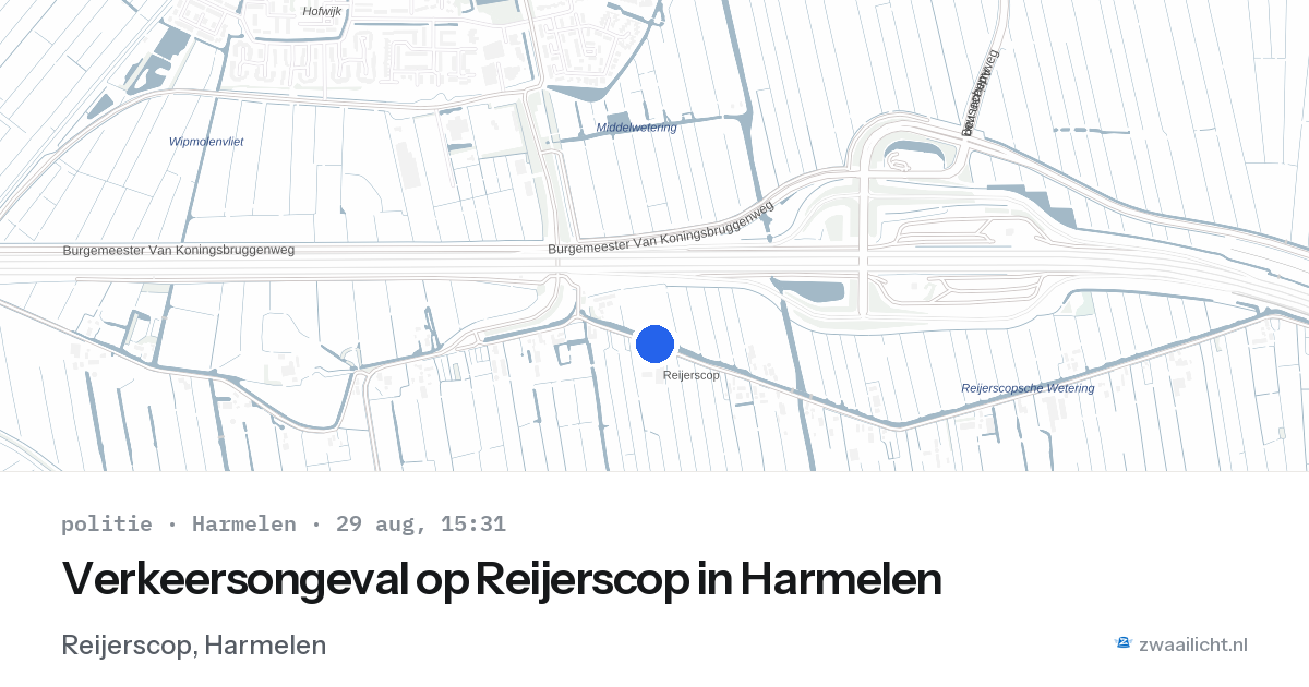 Verkeersongeval op Reijerscop in Harmelen — 29 aug 2026