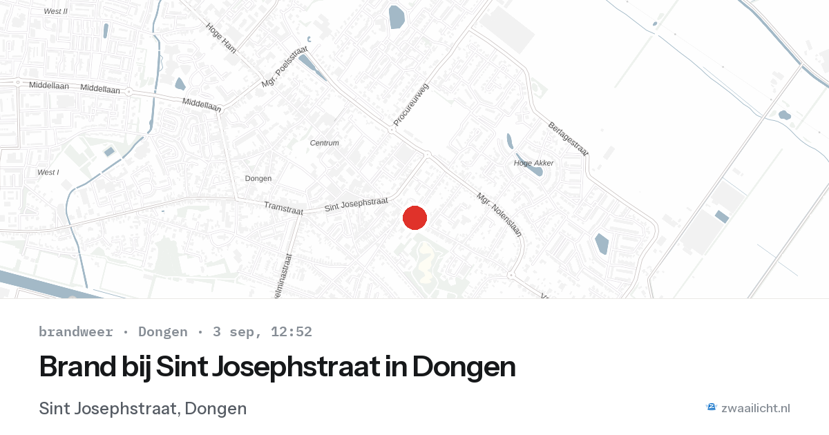 Brand bij Sint Josephstraat in Dongen — 3 sep 2026