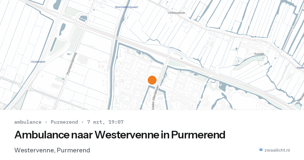 Ambulance naar Westervenne in Purmerend — 7 mrt 2026