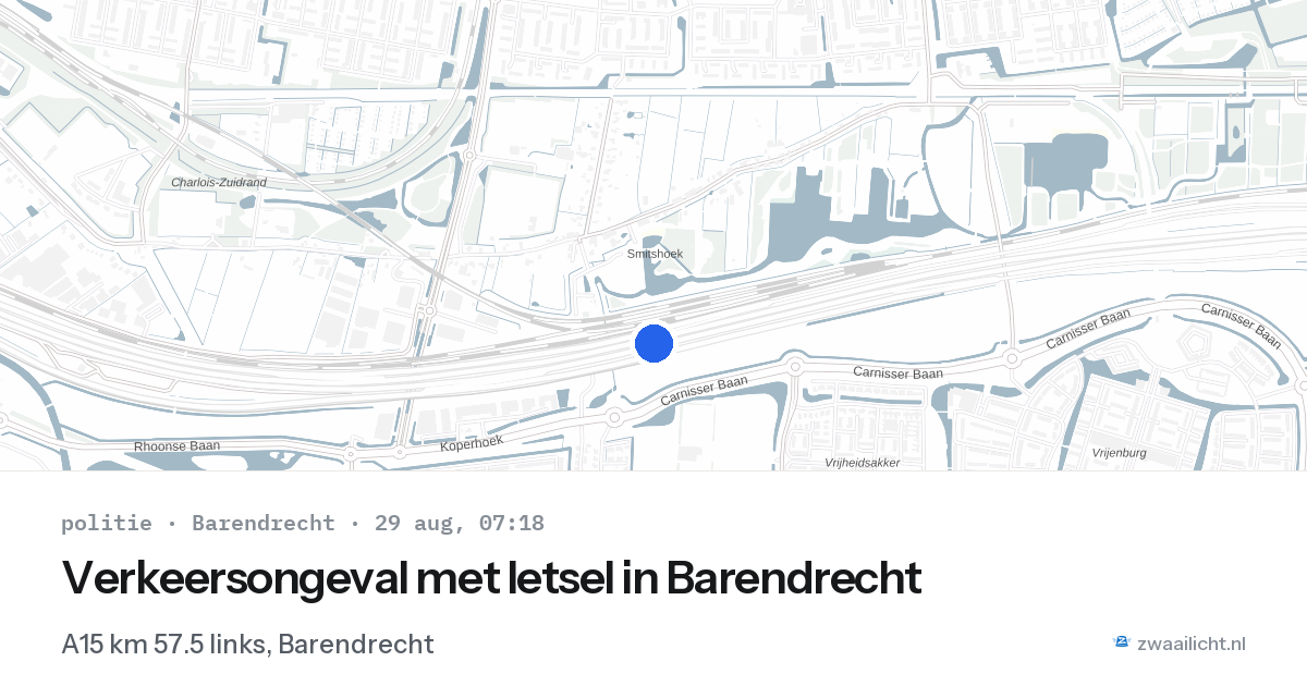 Verkeersongeval met letsel in Barendrecht — 29 aug 2026