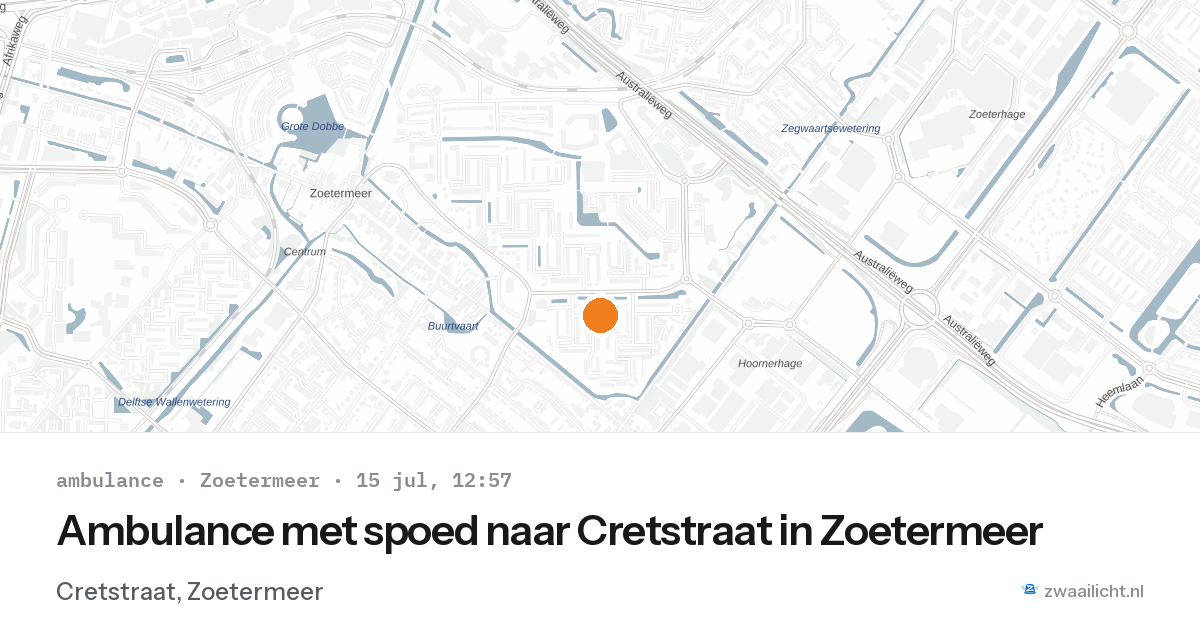 Ambulance met spoed naar Cretstraat in Zoetermeer — 15 jul 2026