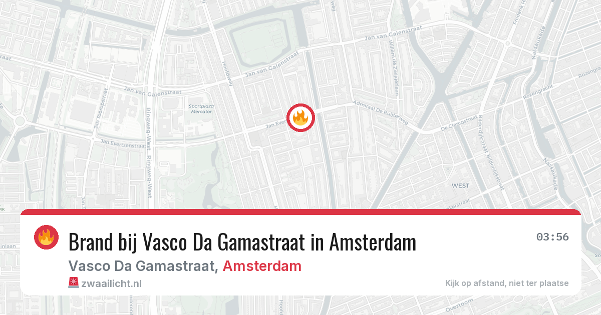 Brand bij Vasco Da Gamastraat in Amsterdam — 4 aug 2026