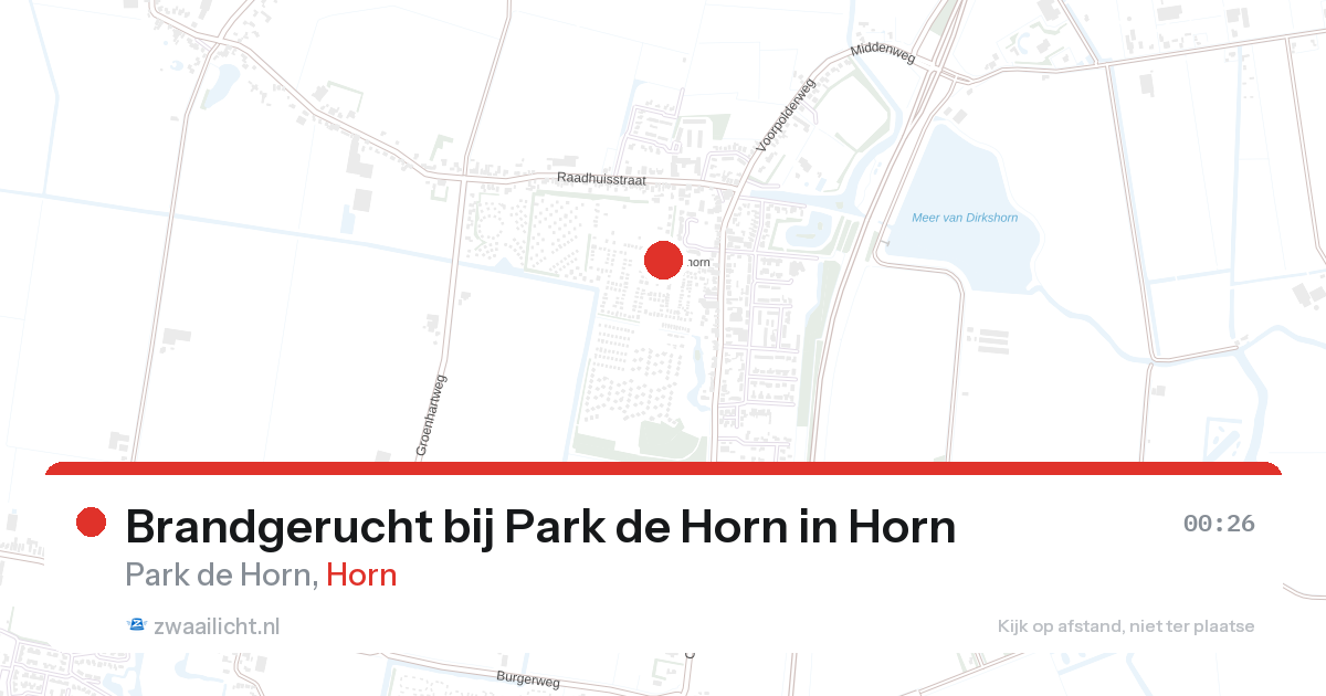 Brandgerucht bij Park de Horn in Horn — 26 aug 2026