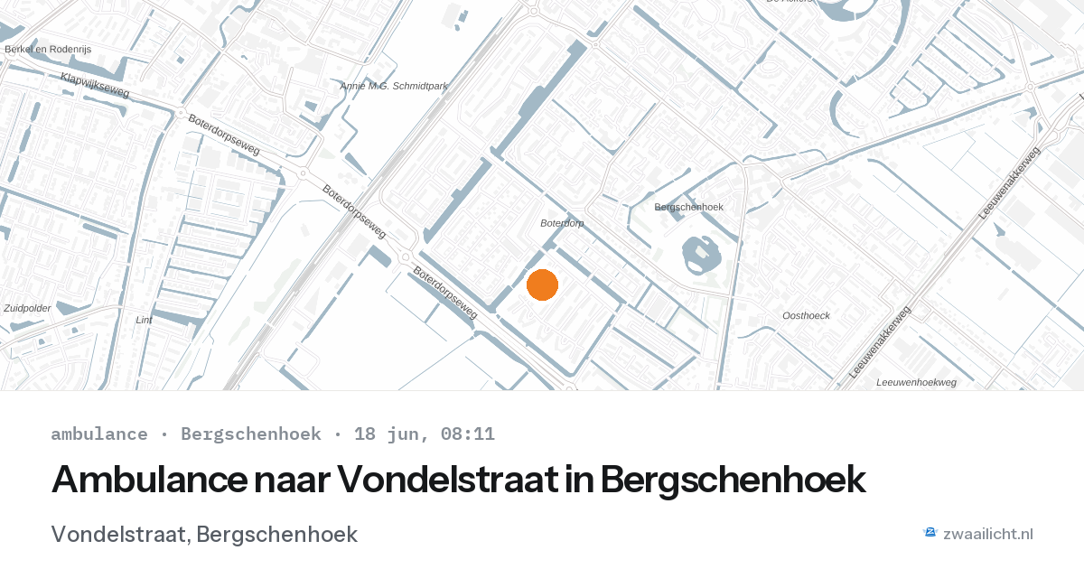 Ambulance naar Vondelstraat in Bergschenhoek — 18 jun 2026