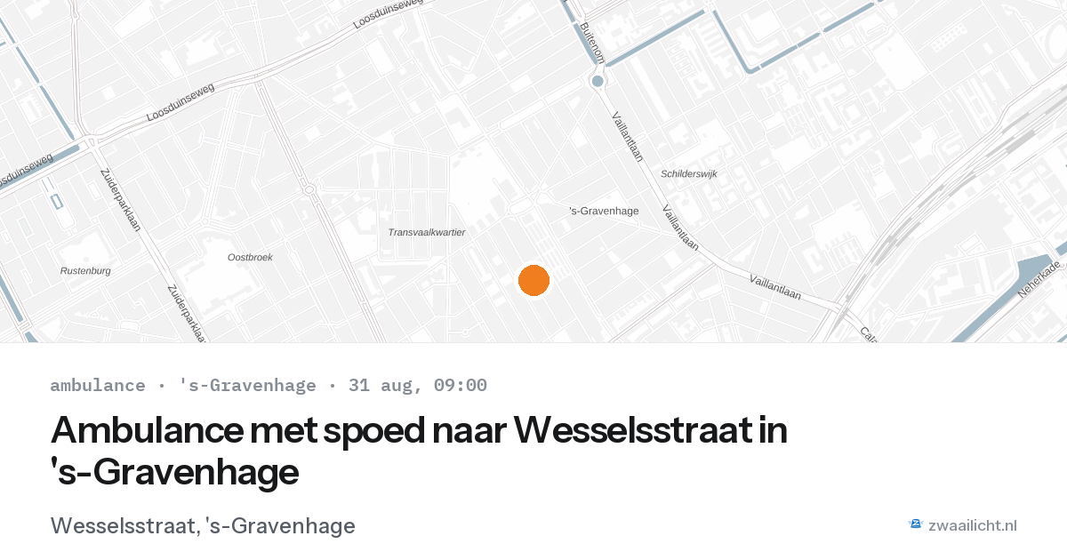 Ambulance met spoed naar Wesselsstraat in 's-Gravenhage — 31 aug 2026