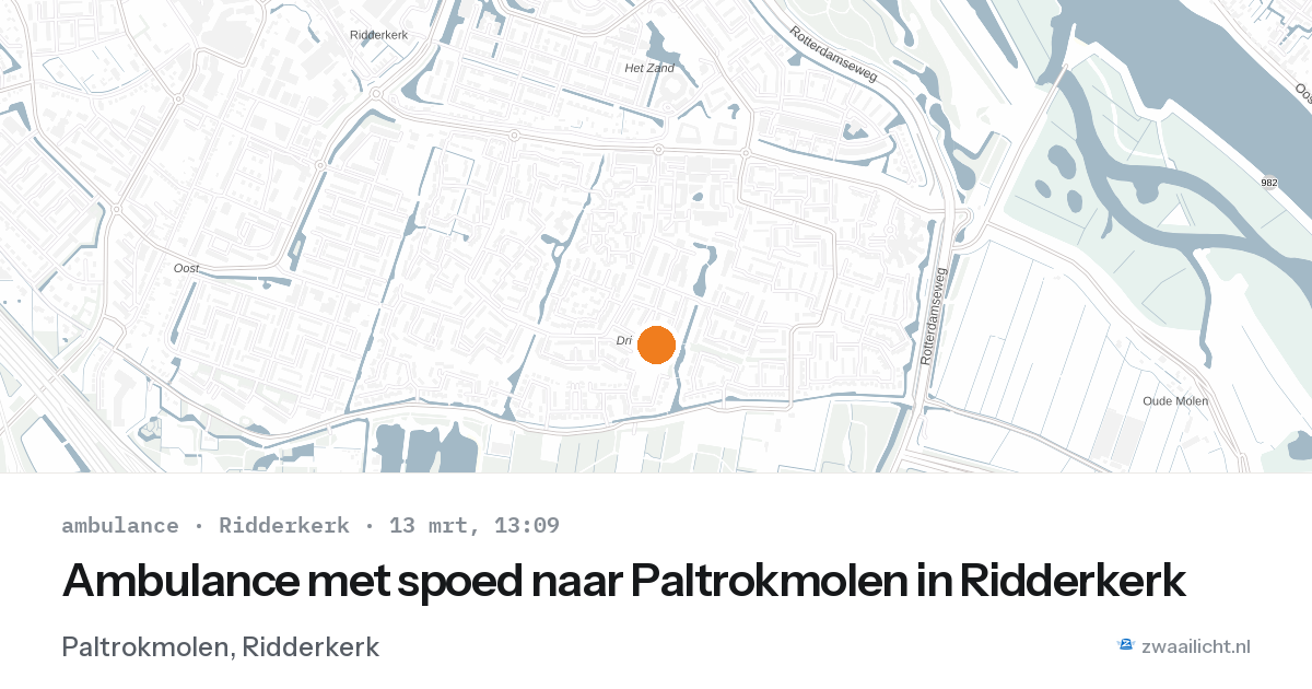 Ambulance met spoed naar Paltrokmolen in Ridderkerk — 13 mrt 2026