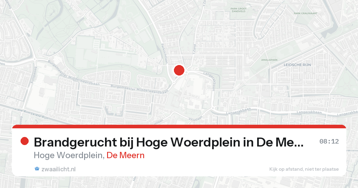 Brandgerucht bij Hoge Woerdplein in De Meern — 21 aug 2026