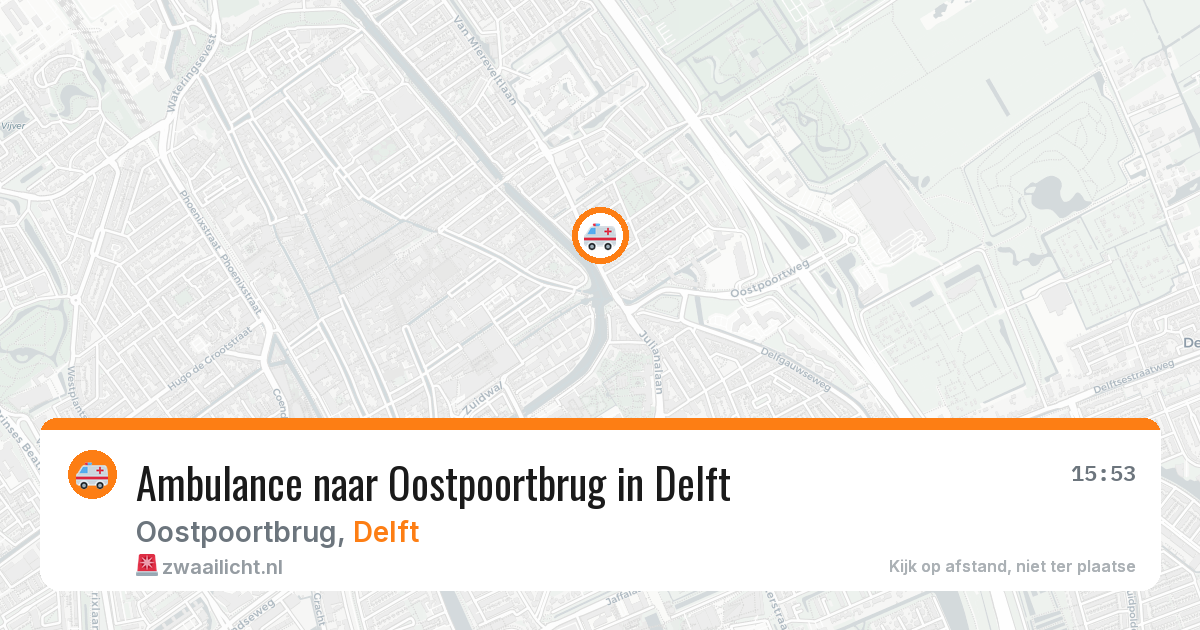 Ambulance naar Oostpoortbrug in Delft — 23 jun 2026