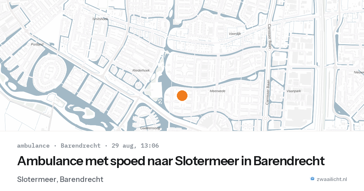 Ambulance met spoed naar Slotermeer in Barendrecht — 29 aug 2026