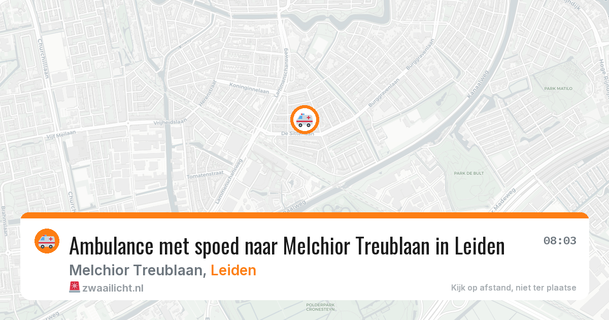 Ambulance met spoed naar Melchior Treublaan in Leiden — 6 aug 2026