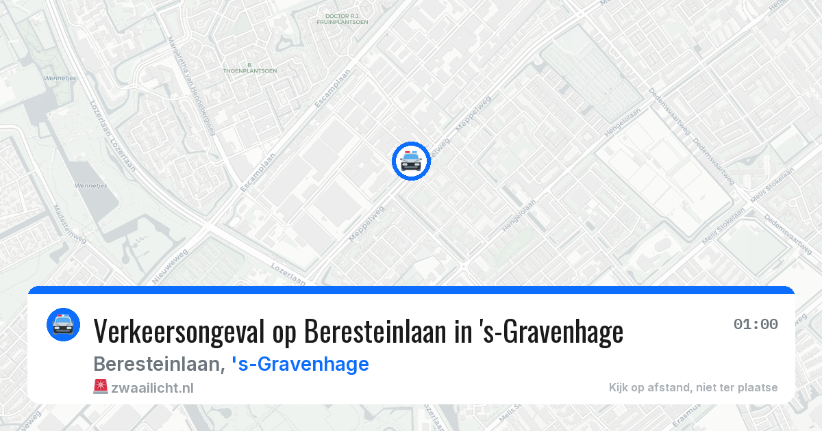 Verkeersongeval op Beresteinlaan in 's-Gravenhage — 11 jun 2026