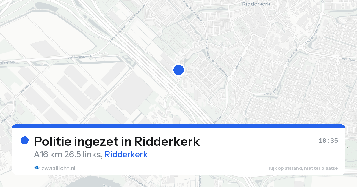 Politie ingezet in Ridderkerk — 23 aug 2026 | 🚨 Zwaailicht.nl