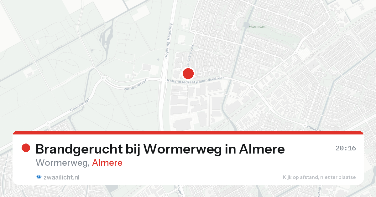Brandgerucht bij Wormerweg in Almere — 24 aug 2026