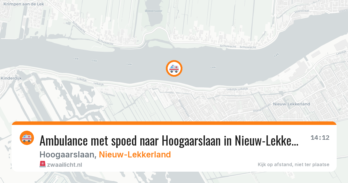Ambulance met spoed naar Hoogaarslaan in Nieuw-Lekkerland — 23 feb 2026