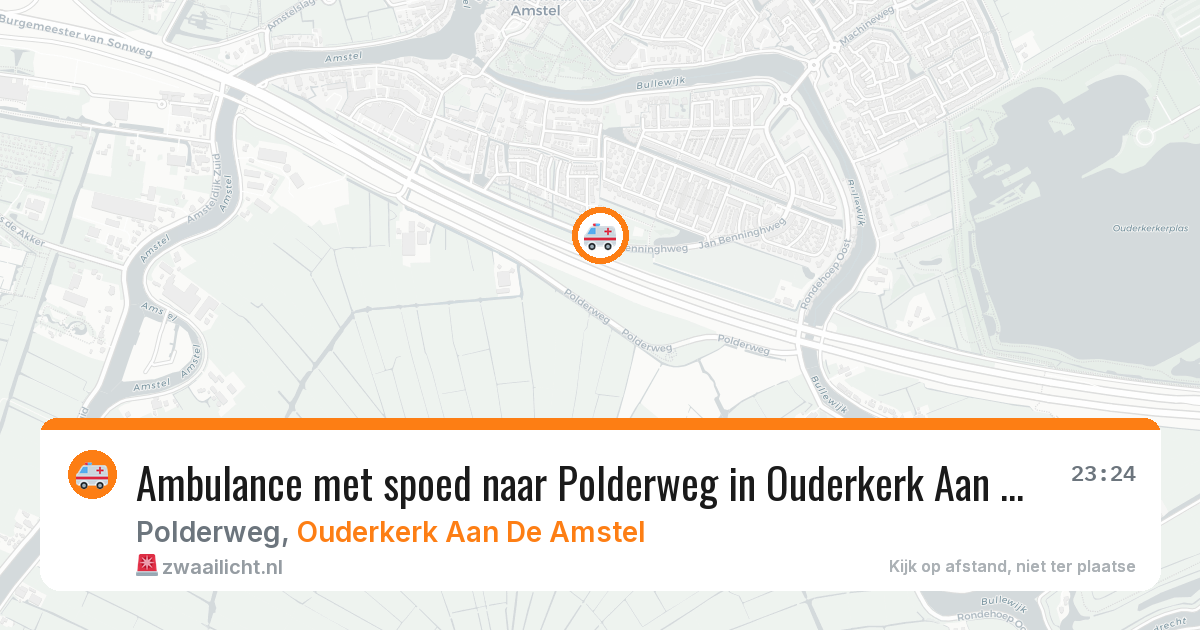 Ambulance met spoed naar Polderweg in Ouderkerk Aan De Amstel — 19 jun 2026