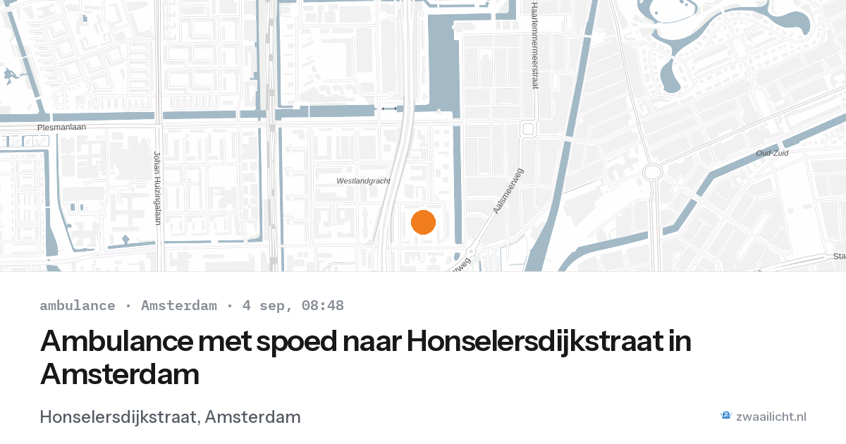Ambulance met spoed naar Honselersdijkstraat in Amsterdam — 4 sep 2026