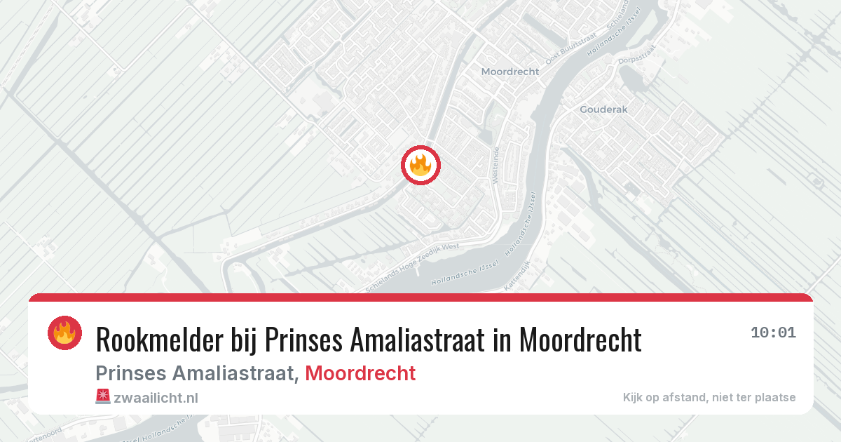 Rookmelder bij Prinses Amaliastraat in Moordrecht — 22 mei 2026