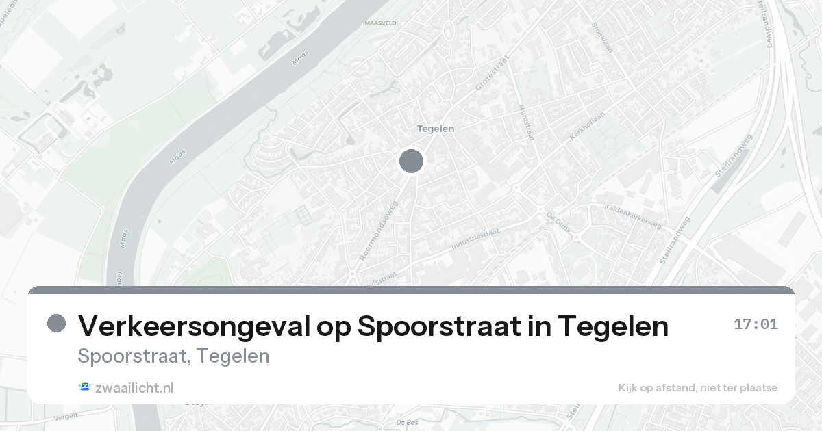 Verkeersongeval op Spoorstraat in Tegelen — 16 aug 2026