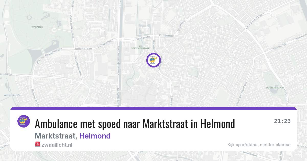 Ambulance met spoed naar Marktstraat in Helmond — 9 aug 2026