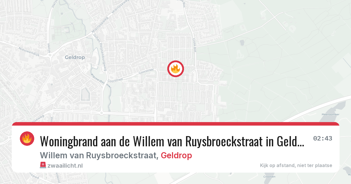 Woningbrand aan de Willem van Ruysbroeckstraat in Geldrop — 28 jun 2026