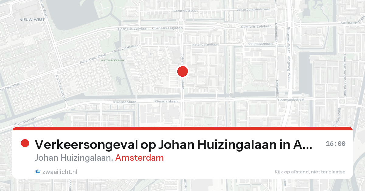 Verkeersongeval op Johan Huizingalaan in Amsterdam — 19 aug 2026