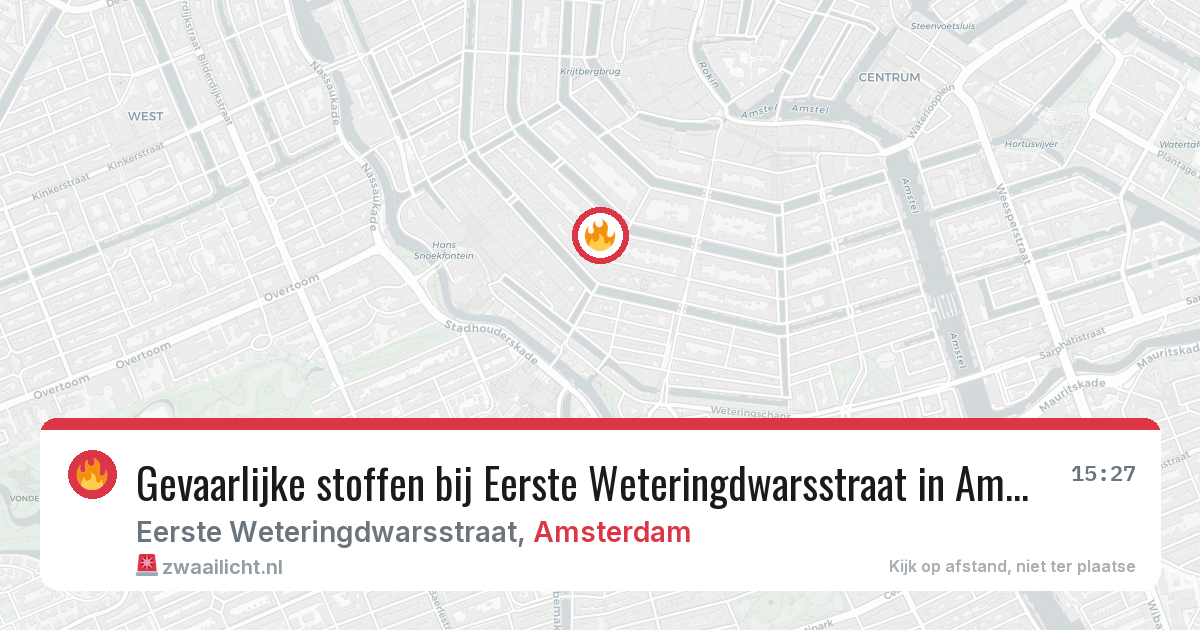 Gevaarlijke stoffen bij Eerste Weteringdwarsstraat in Amsterdam — 25 mrt 2026
