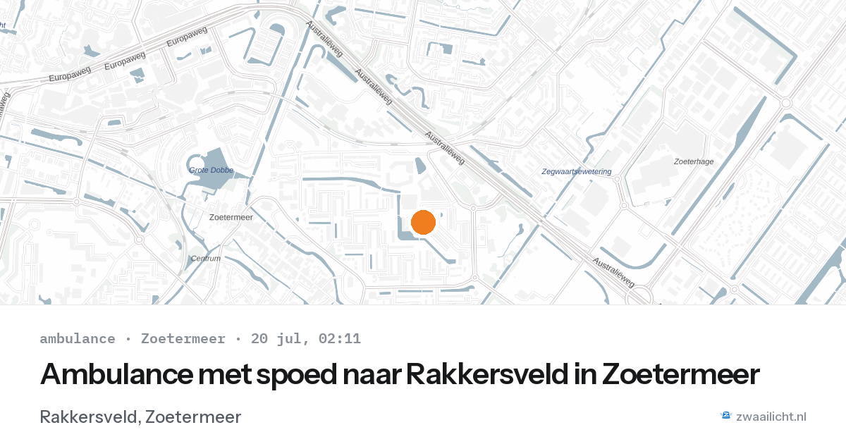 Ambulance met spoed naar Rakkersveld in Zoetermeer — 20 jul 2026