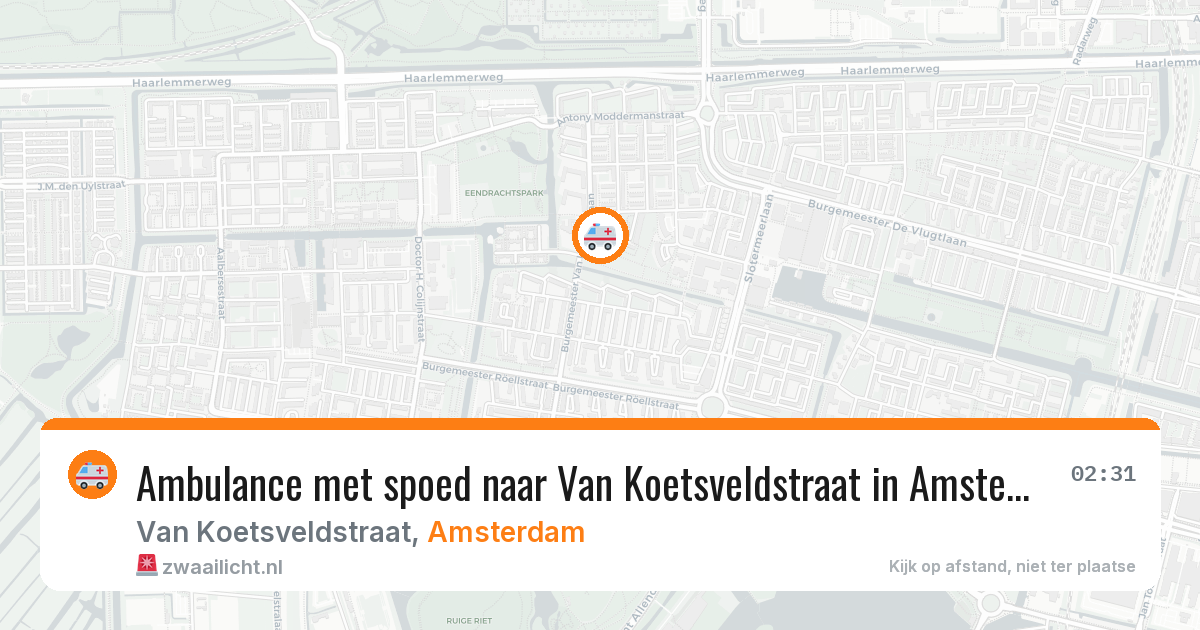 Ambulance met spoed naar Van Koetsveldstraat in Amsterdam — 3 mei 2026