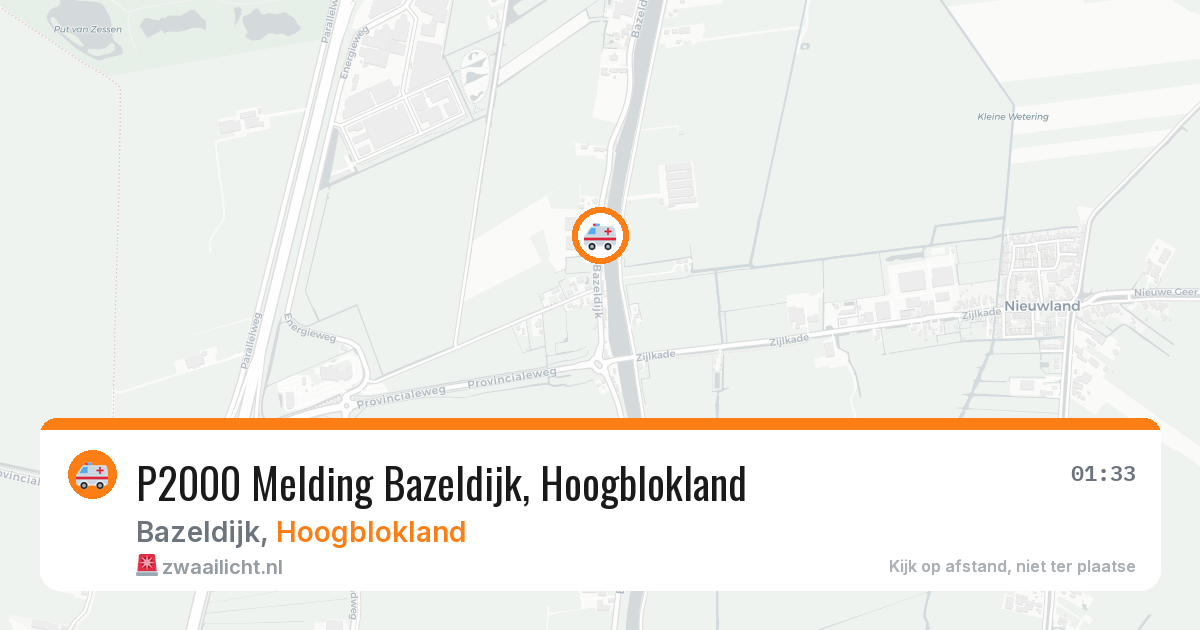 P2000 Melding Bazeldijk, Hoogblokland — 30 jan 2026