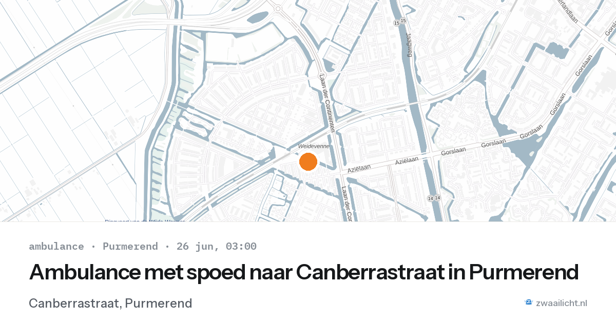 Ambulance met spoed naar Canberrastraat in Purmerend — 26 jun 2026
