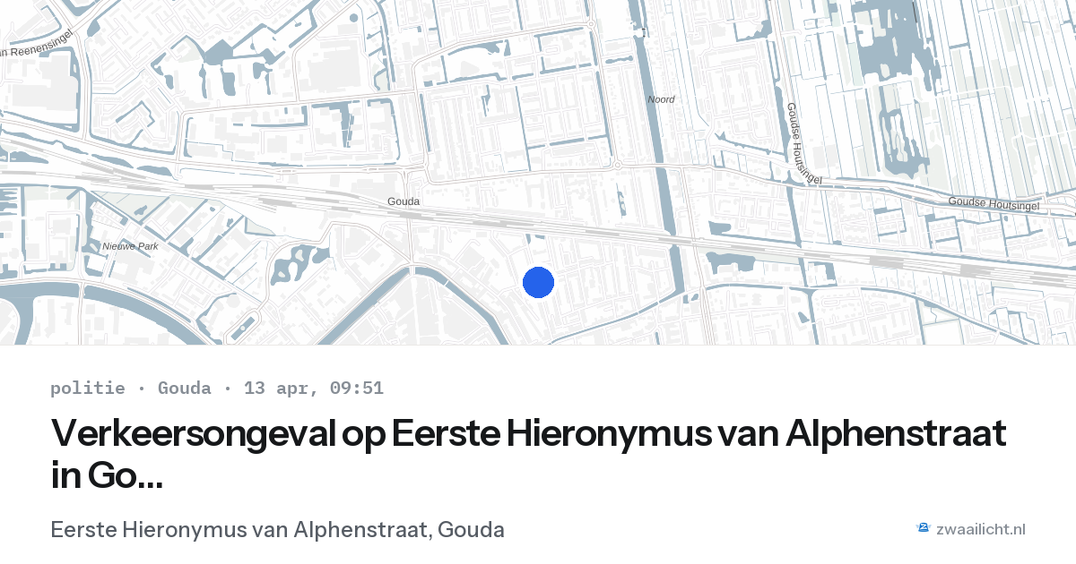 Verkeersongeval op Eerste Hieronymus van Alphenstraat in Gouda — 13 apr 2026