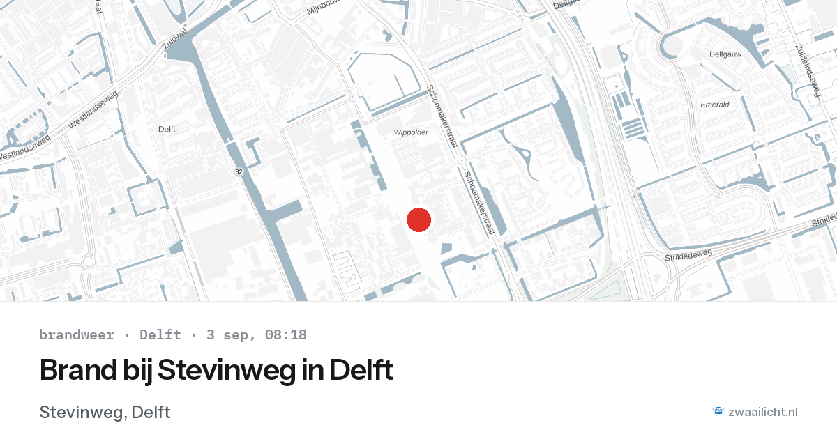 Brand bij Stevinweg in Delft — 3 sep 2026