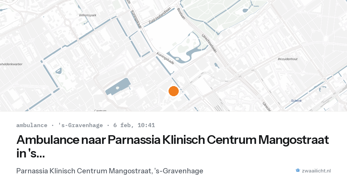 Ambulance naar Parnassia Klinisch Centrum Mangostraat in 's-Gravenhage — 6 feb 2026