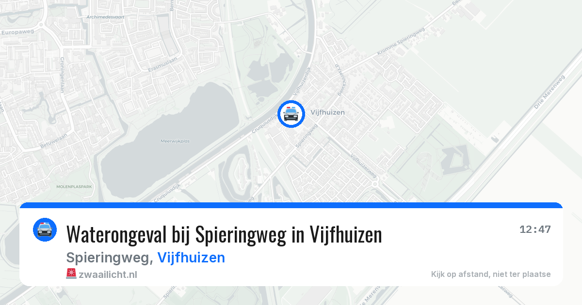 Waterongeval bij Spieringweg in Vijfhuizen — 9 jun 2026