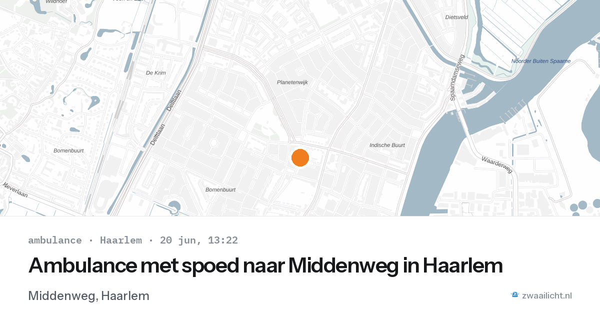 Ambulance met spoed naar Middenweg in Haarlem — 20 jun 2026