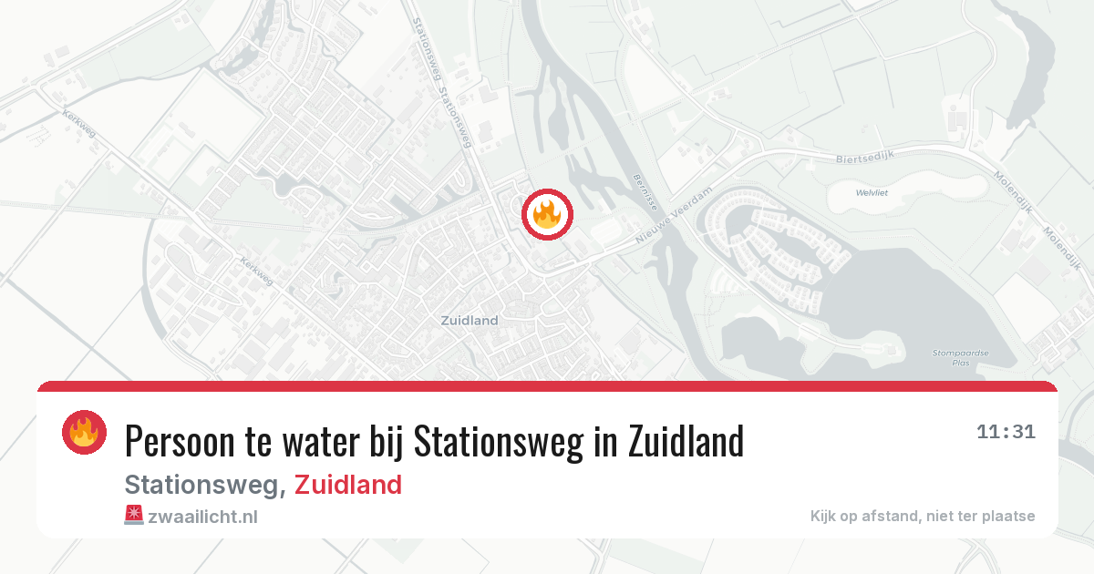 Persoon te water bij Stationsweg in Zuidland — 6 mei 2026