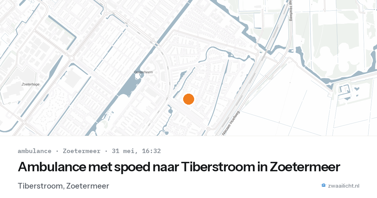 Ambulance met spoed naar Tiberstroom in Zoetermeer — 31 mei 2026