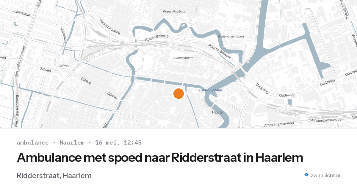 Ambulance met spoed naar Ridderstraat in Haarlem — 16 mei 2026